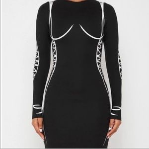 Maniere De Voir Black Bodycon Mini Dress